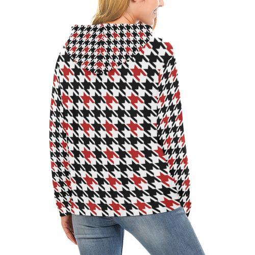 Houndstooth Print Pattern Women Pullover Hoodie-grizzshop