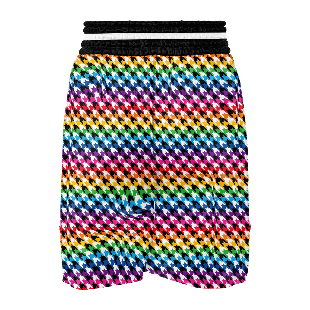 Houndstooth Rainbow Pride Print Pattern Boxing Shorts-grizzshop