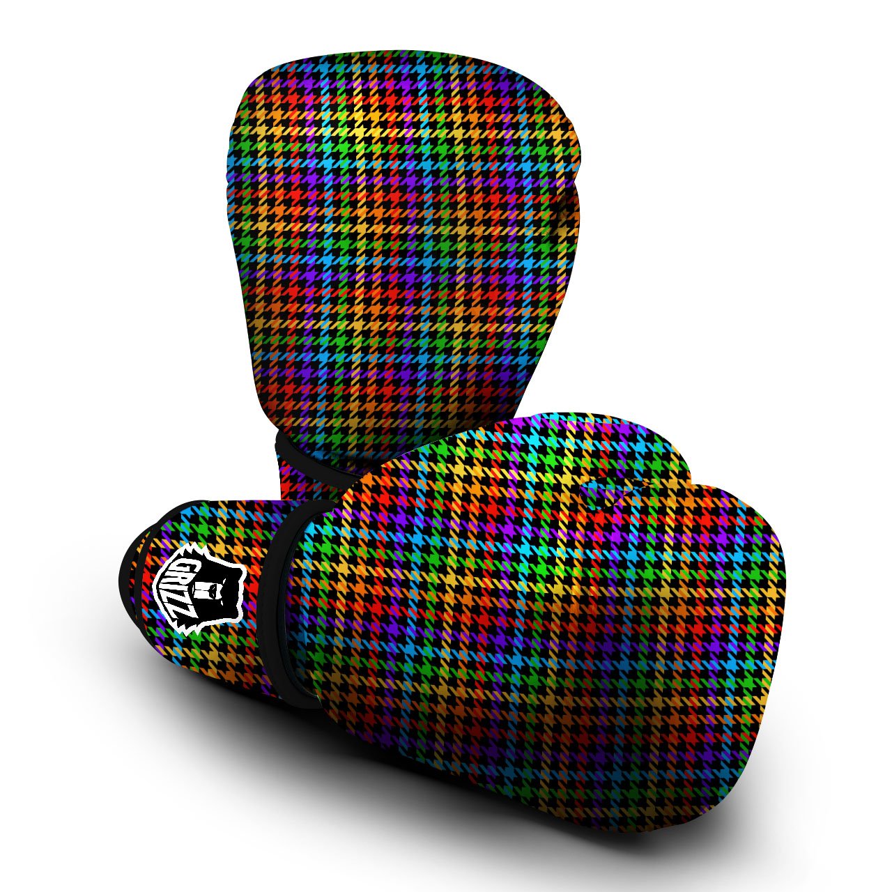 Houndstooth Rainbow Print Pattern Boxing Gloves-grizzshop