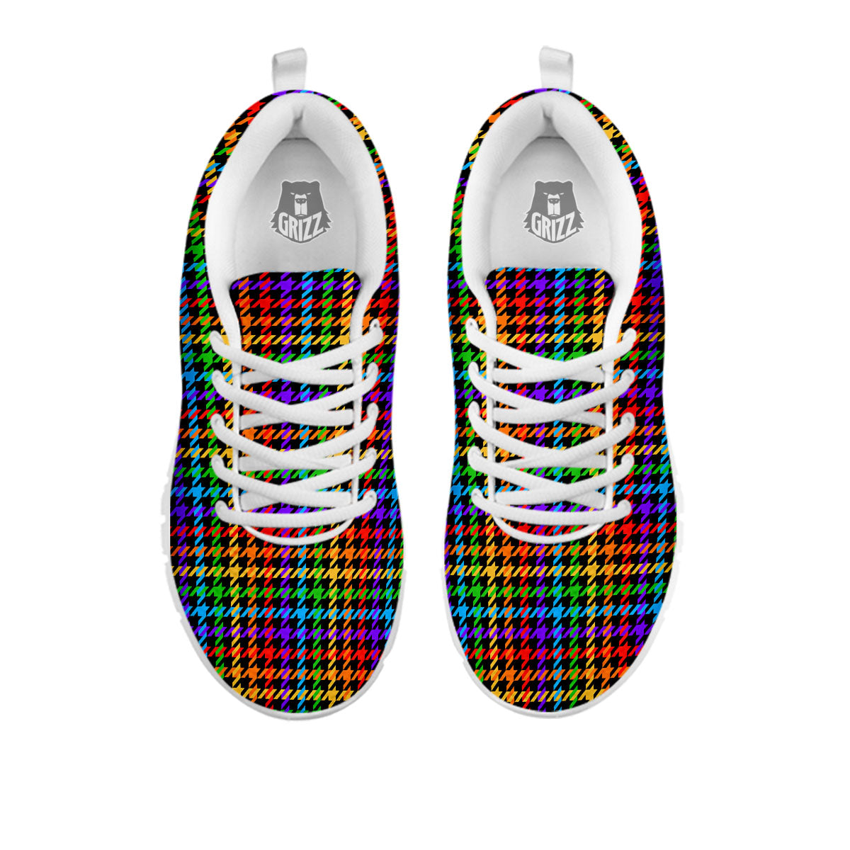 Houndstooth Rainbow Print Pattern White Sneaker-grizzshop