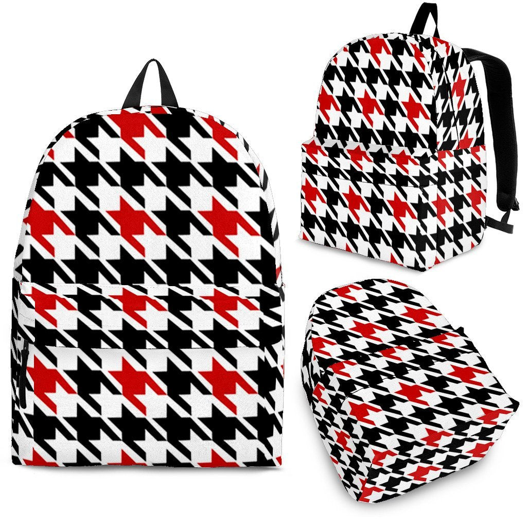 Houndstooth Print Pattern Backpack-grizzshop