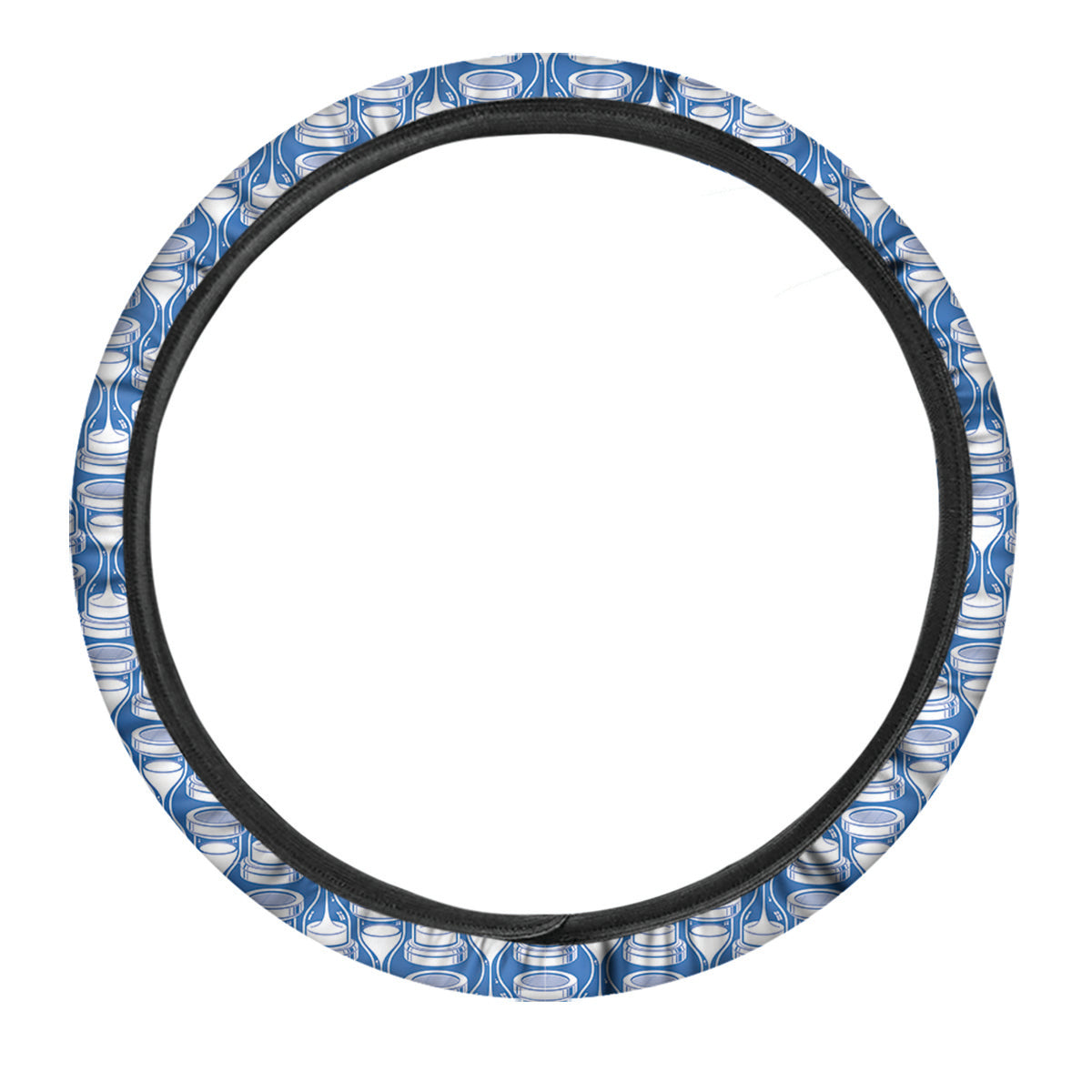 Hourglasses White And Blue Print Pattern Car Steering Wheel Cover-grizzshop