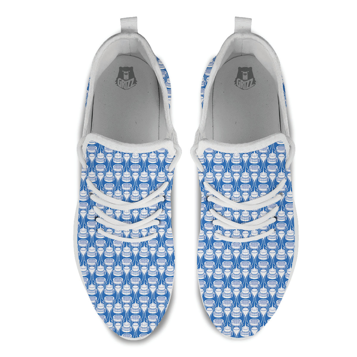 Hourglasses White And Blue Print Pattern White Athletic Shoes-grizzshop