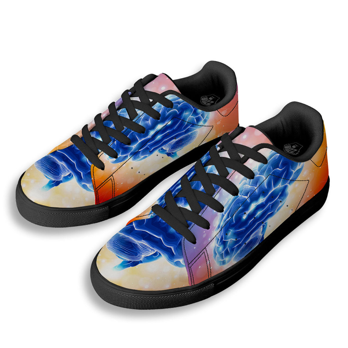 Human Brain Black Low Top Sneakers-grizzshop