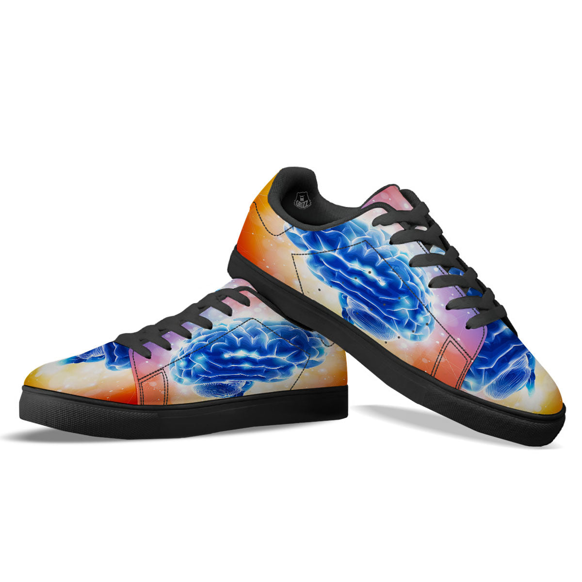 Human Brain Black Low Top Sneakers-grizzshop