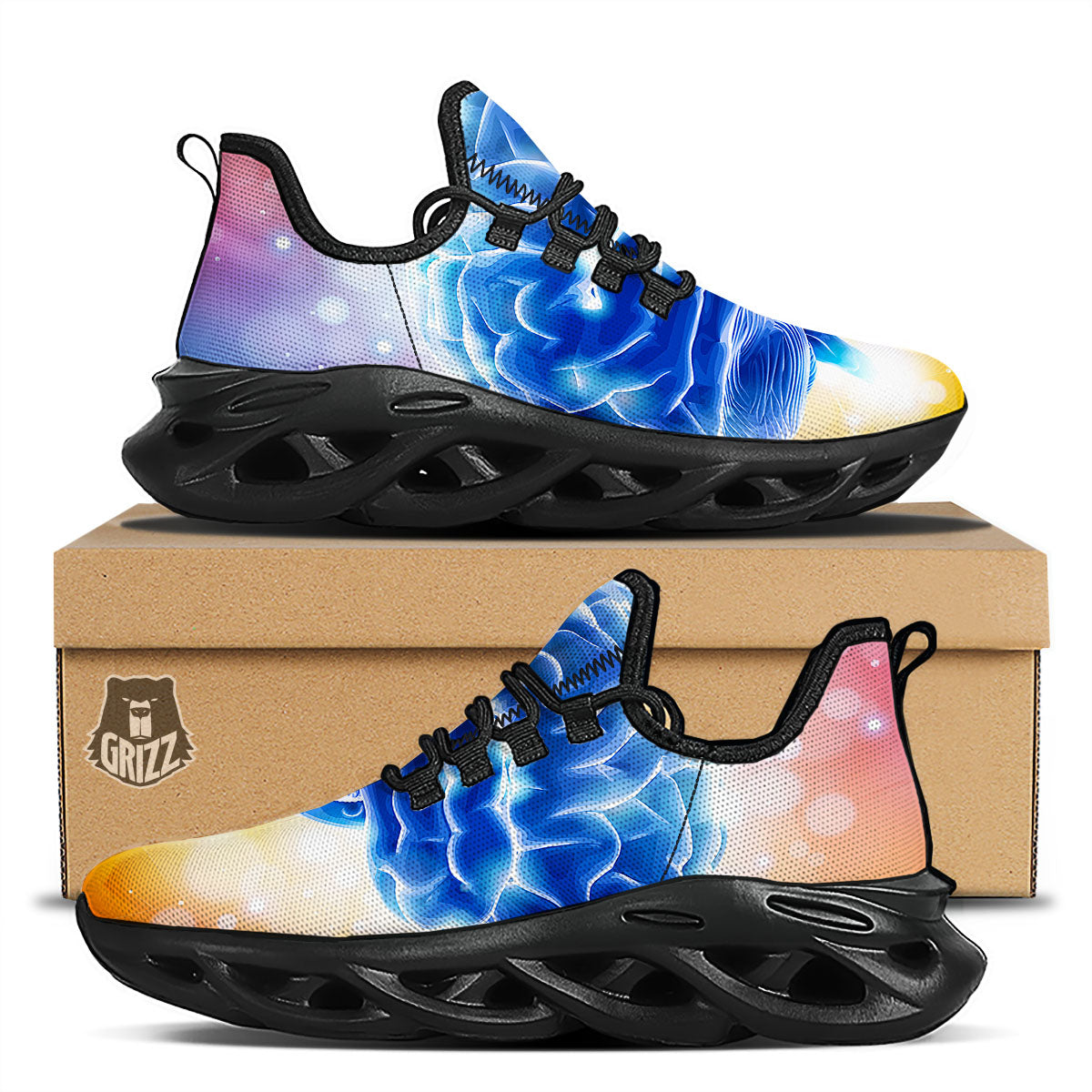 Human Brain Black Running Shoes-grizzshop