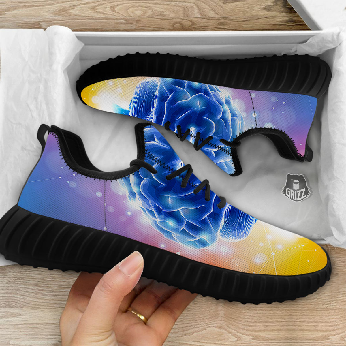 Human Brain Black Walking Shoes-grizzshop