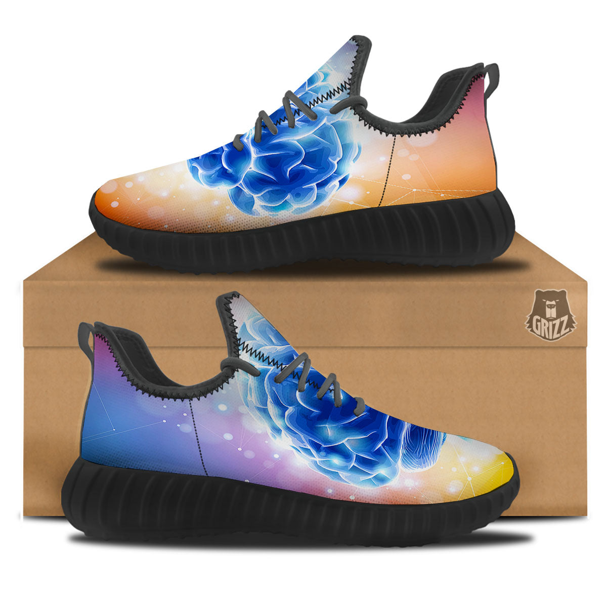 Human Brain Black Walking Shoes-grizzshop