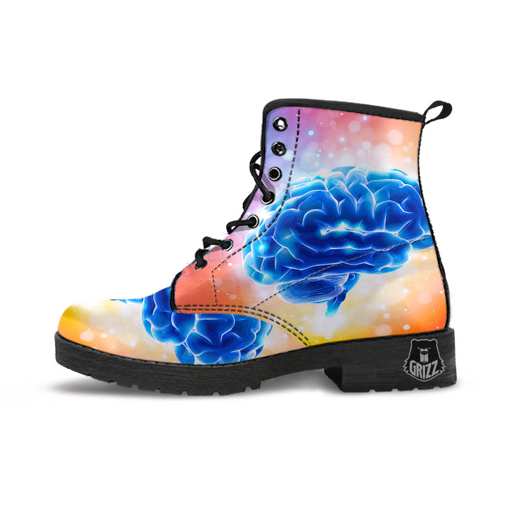 Human Brain Leather Boots-grizzshop