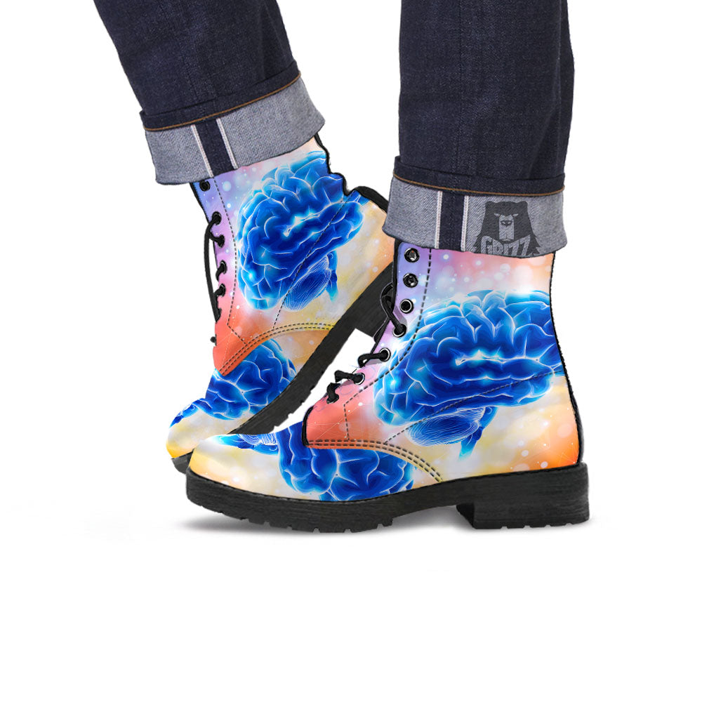 Human Brain Leather Boots-grizzshop