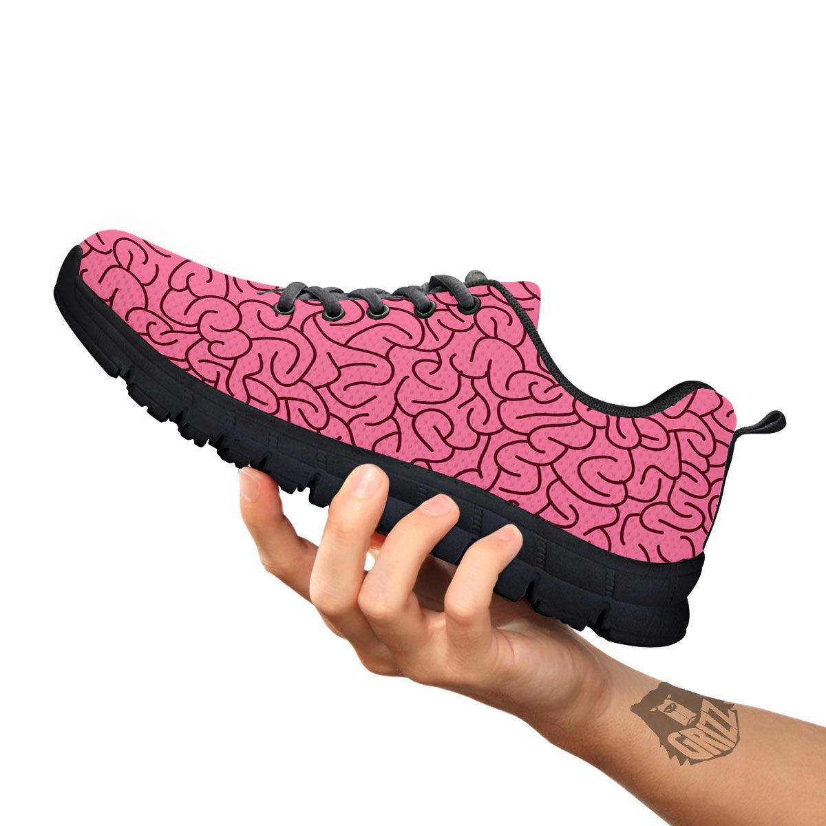Human Brain Print Pattern Black Sneaker-grizzshop