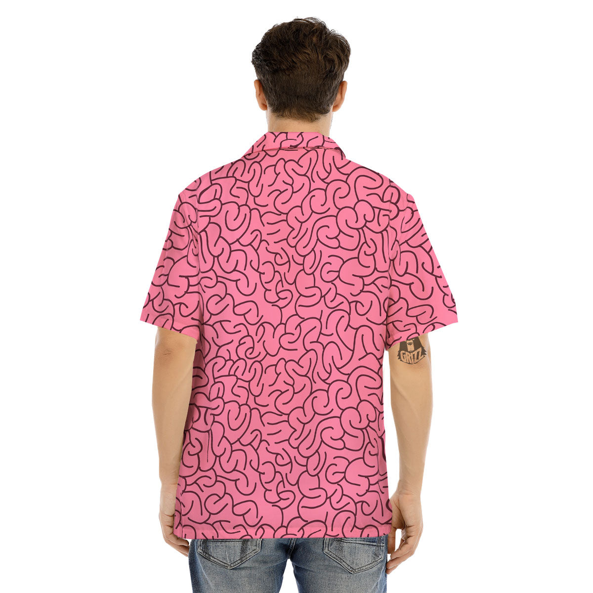 Human Brain Print Pattern Men's Hawaiian Shirt-grizzshop
