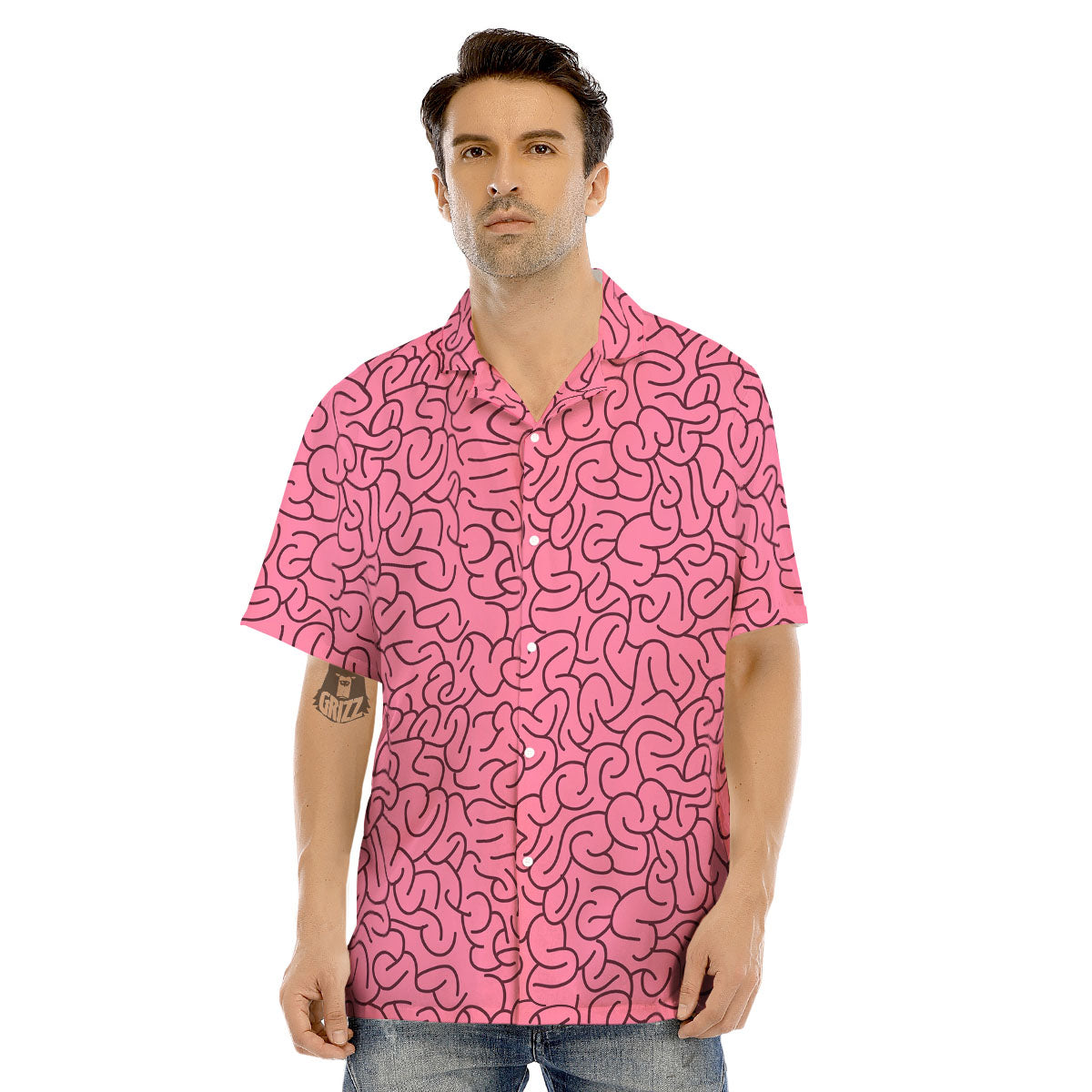 Human Brain Print Pattern Men's Hawaiian Shirt-grizzshop