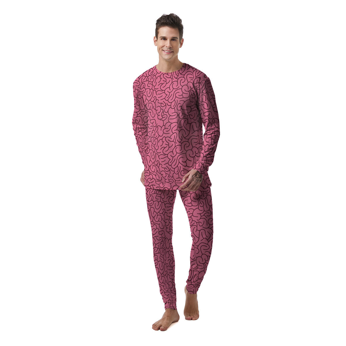 Human Brain Print Pattern Men's Pajamas-grizzshop