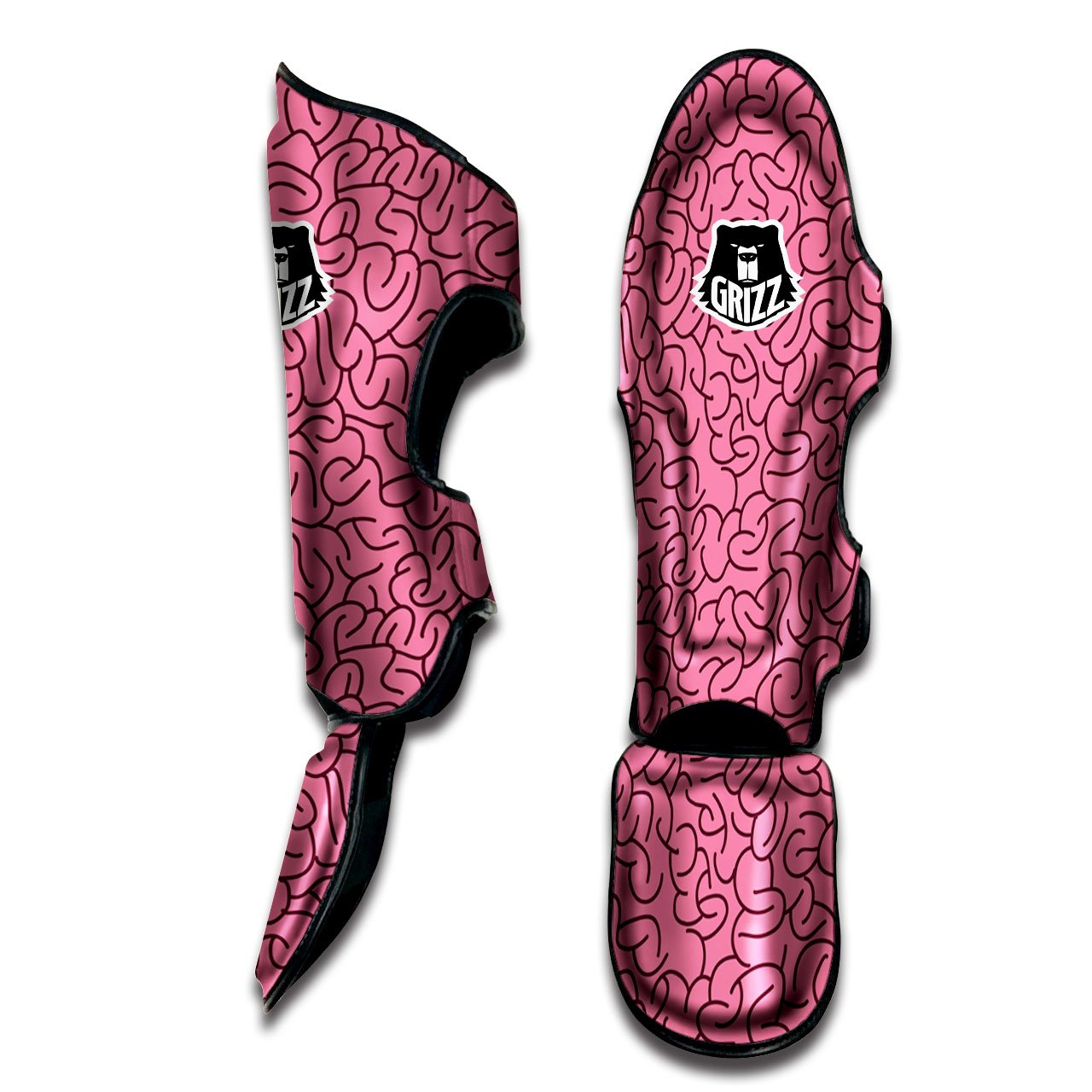 Human Brain Print Pattern Muay Thai Shin Guards-grizzshop