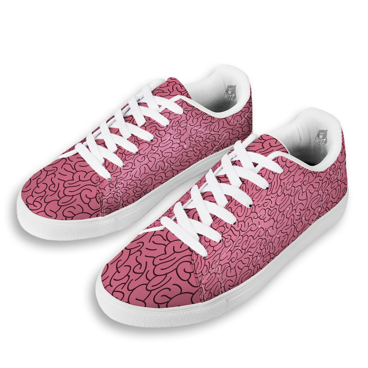 Human Brain Print Pattern White Low Top Sneakers-grizzshop