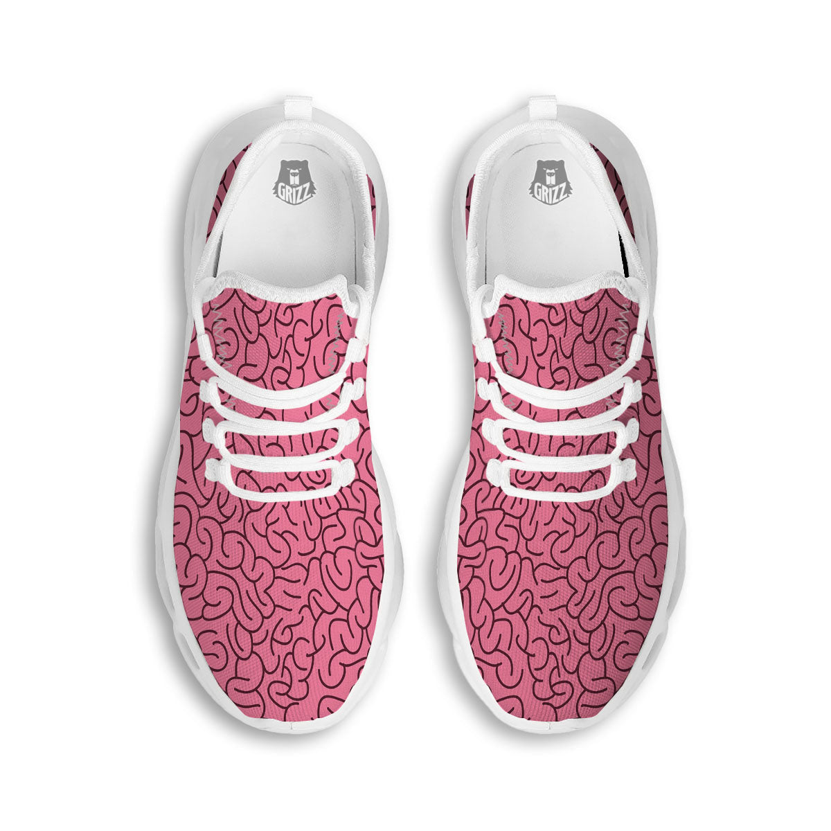 Human Brain Print Pattern White Running Shoes-grizzshop