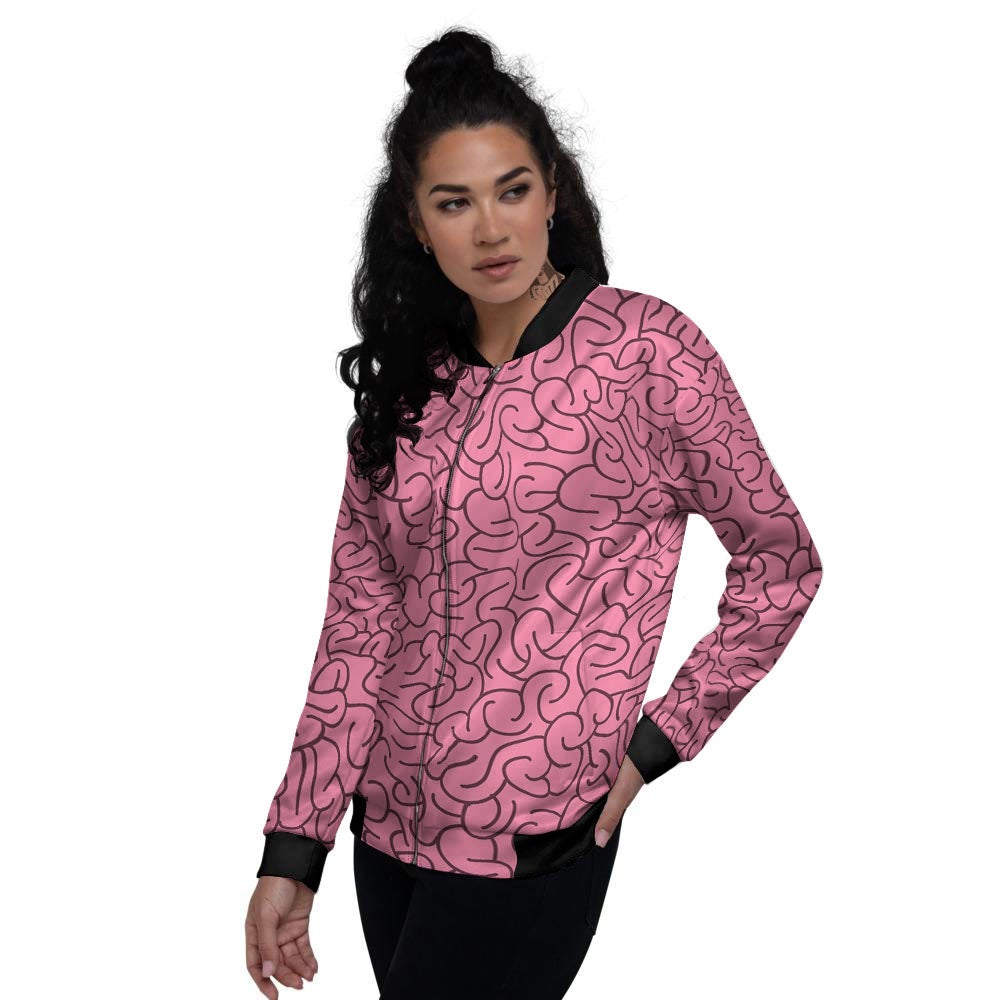 Human Brain Print Pattern Women's Bomber Jacket-grizzshop