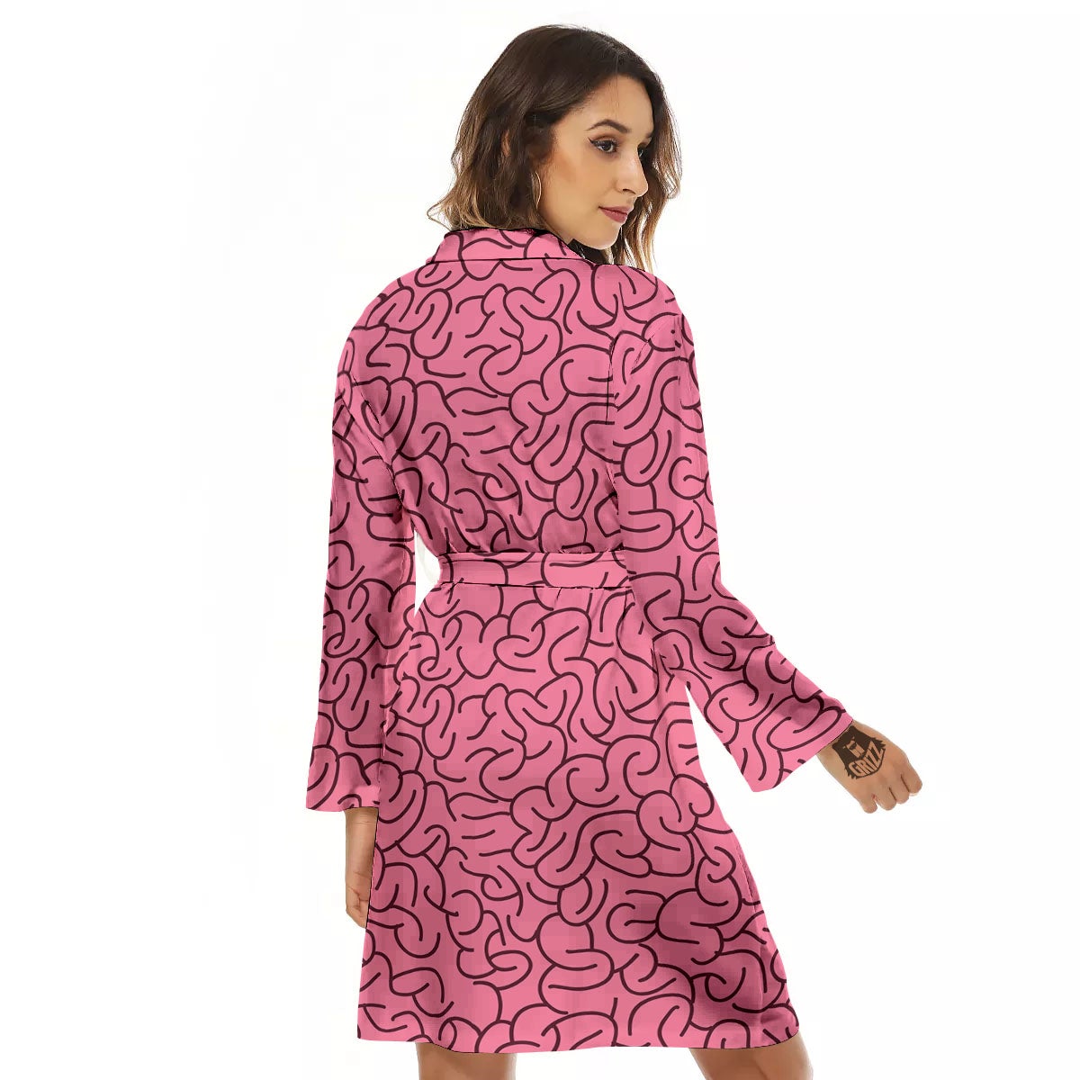 Human Brain Print Pattern Women's Robe-grizzshop