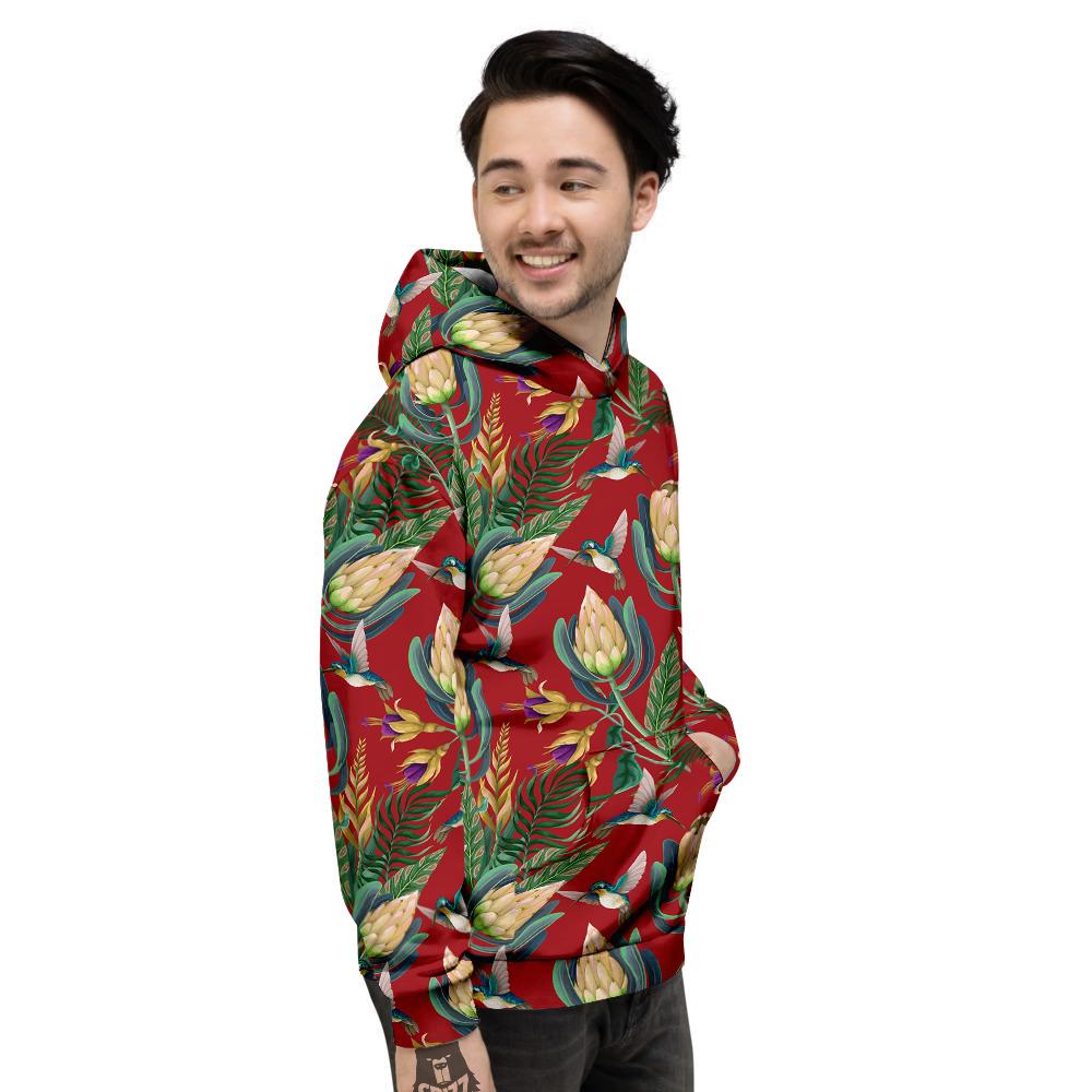 Hummingbird And Wild Flowers Print Pattern Men's Hoodie-grizzshop