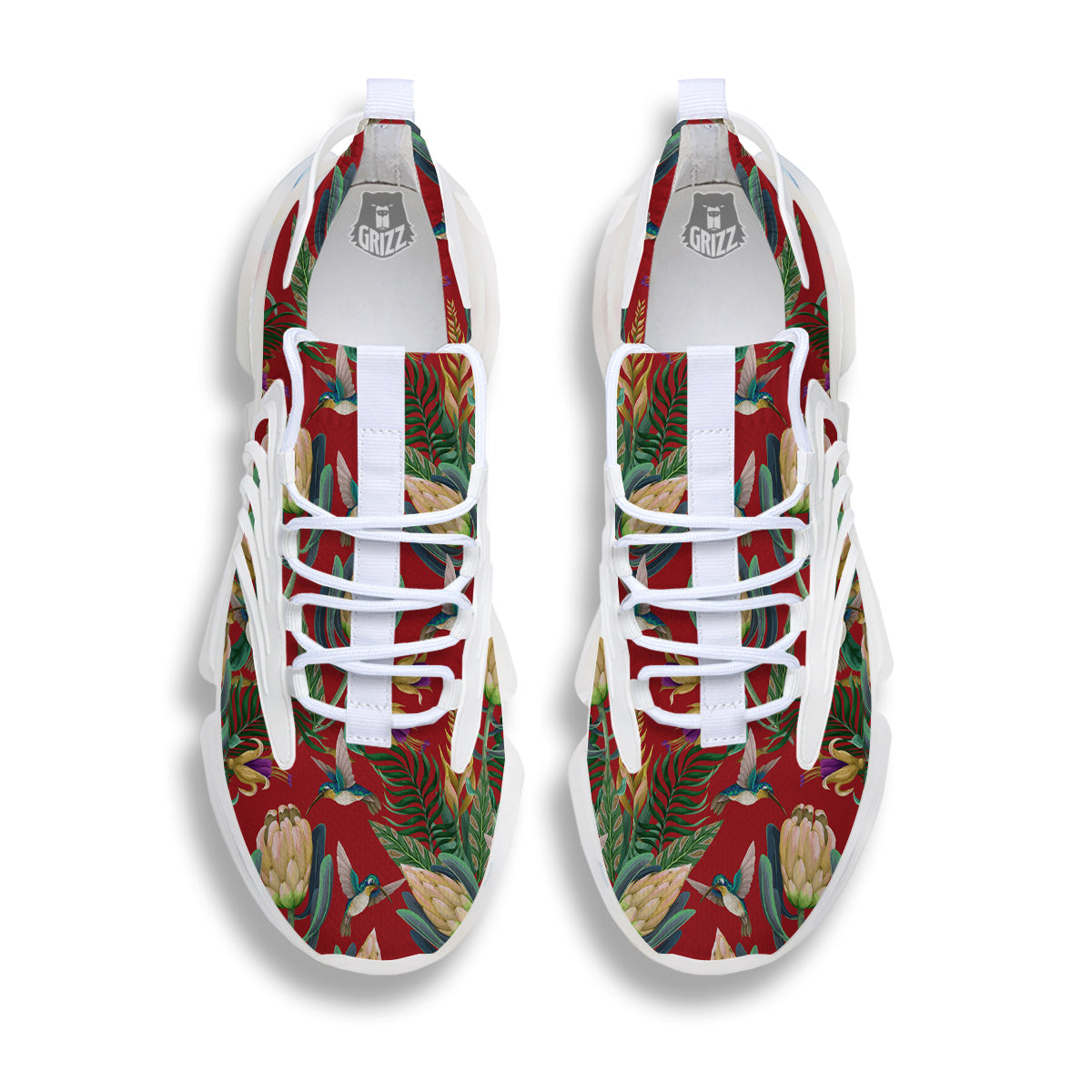Hummingbird And Wild Flowers Print Pattern White Gym Shoes-grizzshop
