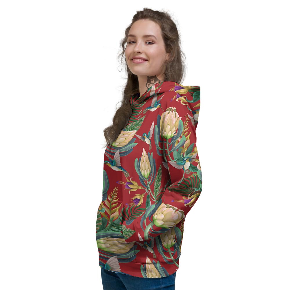 Hummingbird And Wild Flowers Print Pattern Women's Hoodie-grizzshop