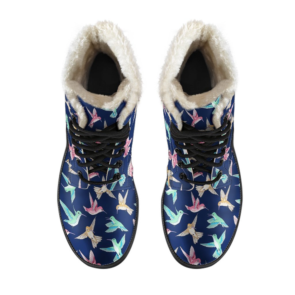 Hummingbird Colorful Pattern Print Comfy Winter Boots-grizzshop