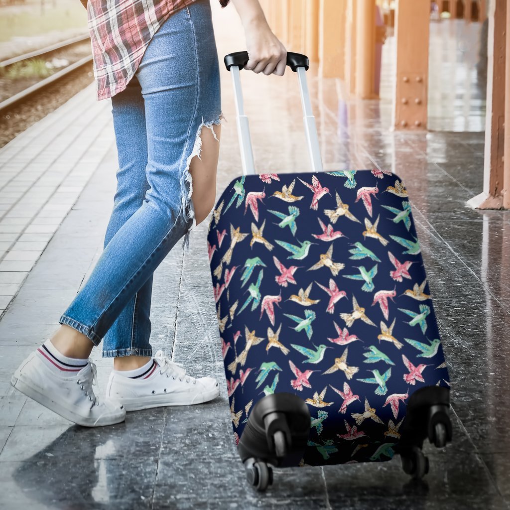 Hummingbird Colorful Pattern Print Luggage Cover Protector-grizzshop