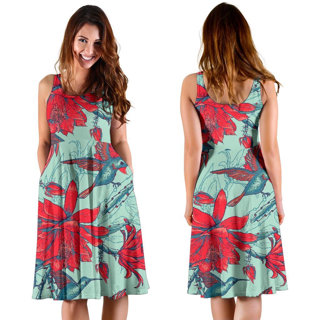 Hummingbird Floral Dress-grizzshop