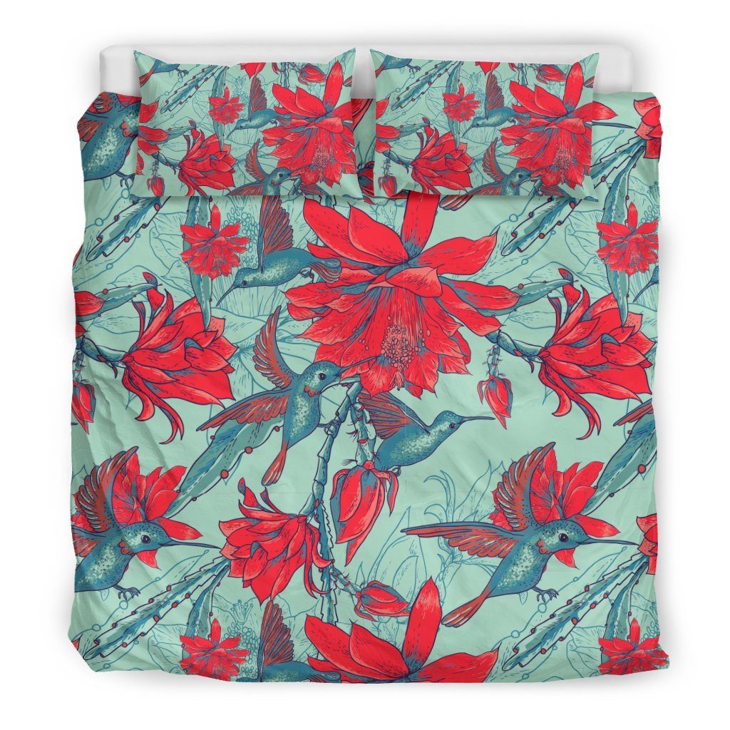 Hummingbird Floral Pattern Print Duvet Cover Bedding Set-grizzshop