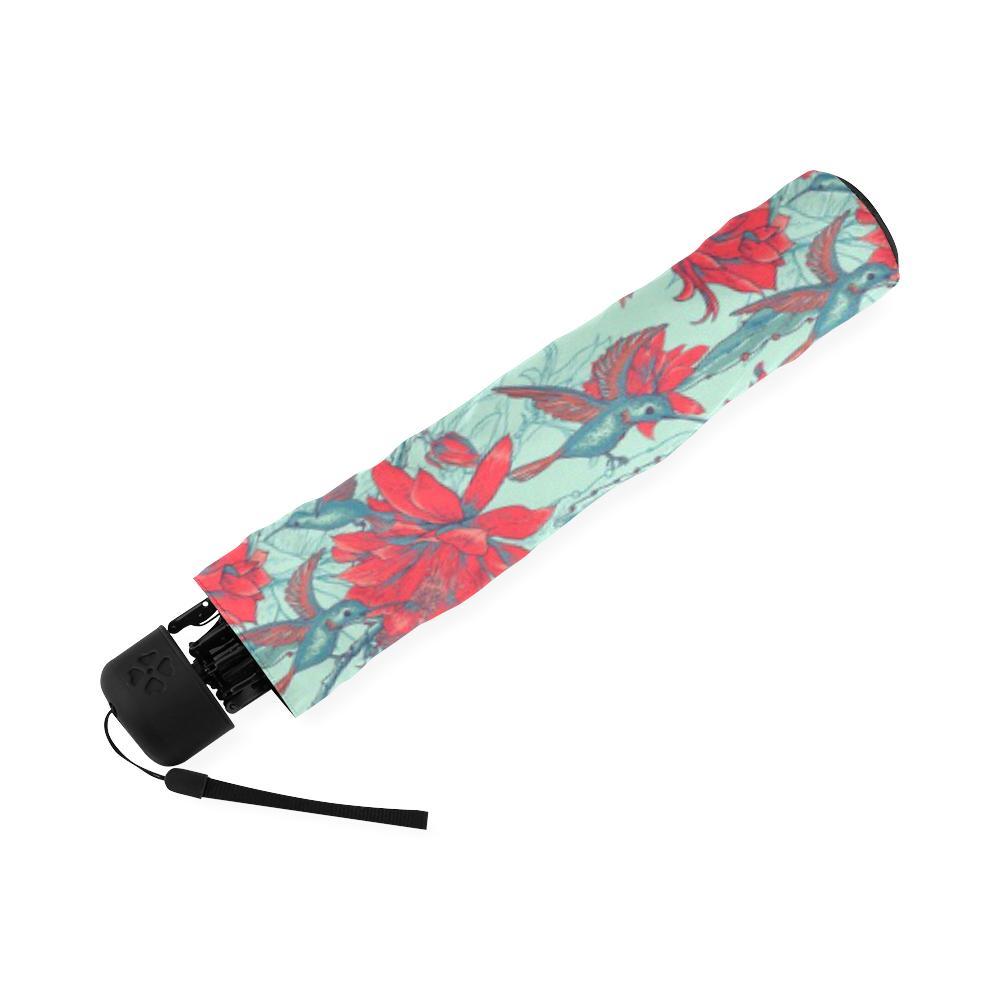 Hummingbird Floral Pattern Print Foldable Umbrella-grizzshop