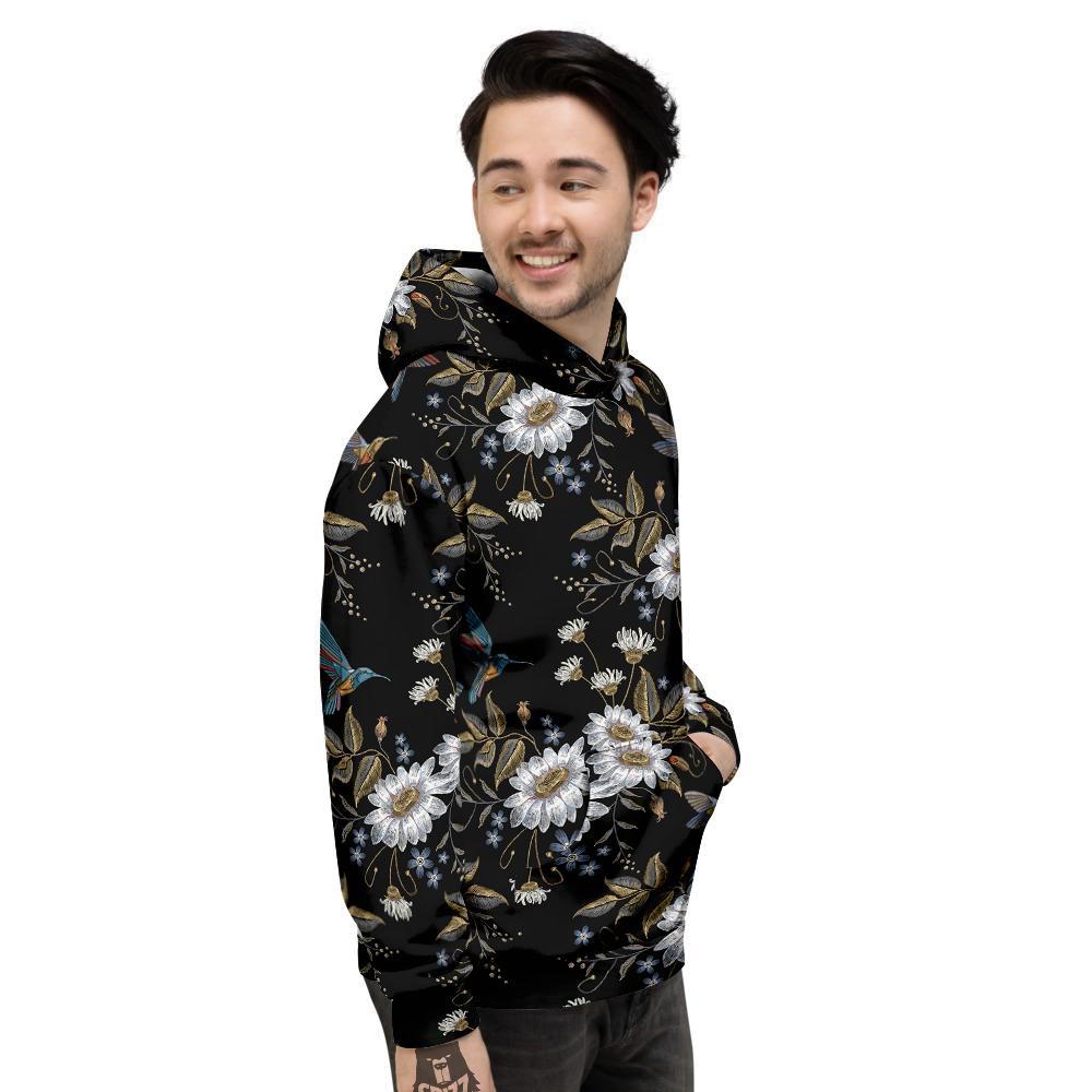 Hummingbird Floral Vintage Print Pattern Men's Hoodie-grizzshop