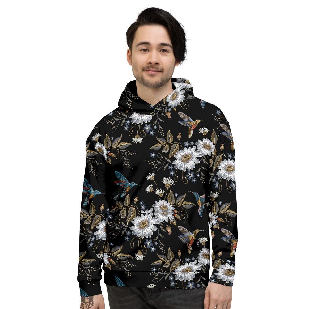 Hummingbird Floral Vintage Print Pattern Men's Hoodie-grizzshop