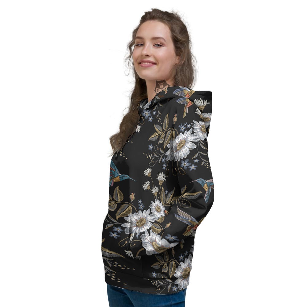 Hummingbird Floral Vintage Print Pattern Women's Hoodie-grizzshop