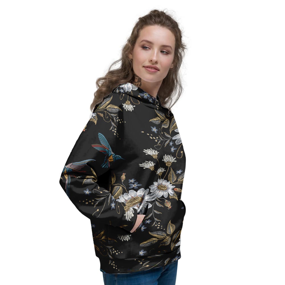Hummingbird Floral Vintage Print Pattern Women's Hoodie-grizzshop