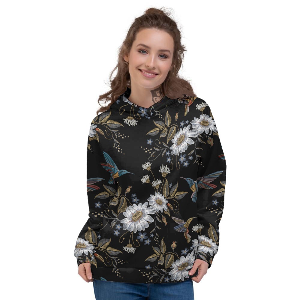 Hummingbird Floral Vintage Print Pattern Women's Hoodie-grizzshop