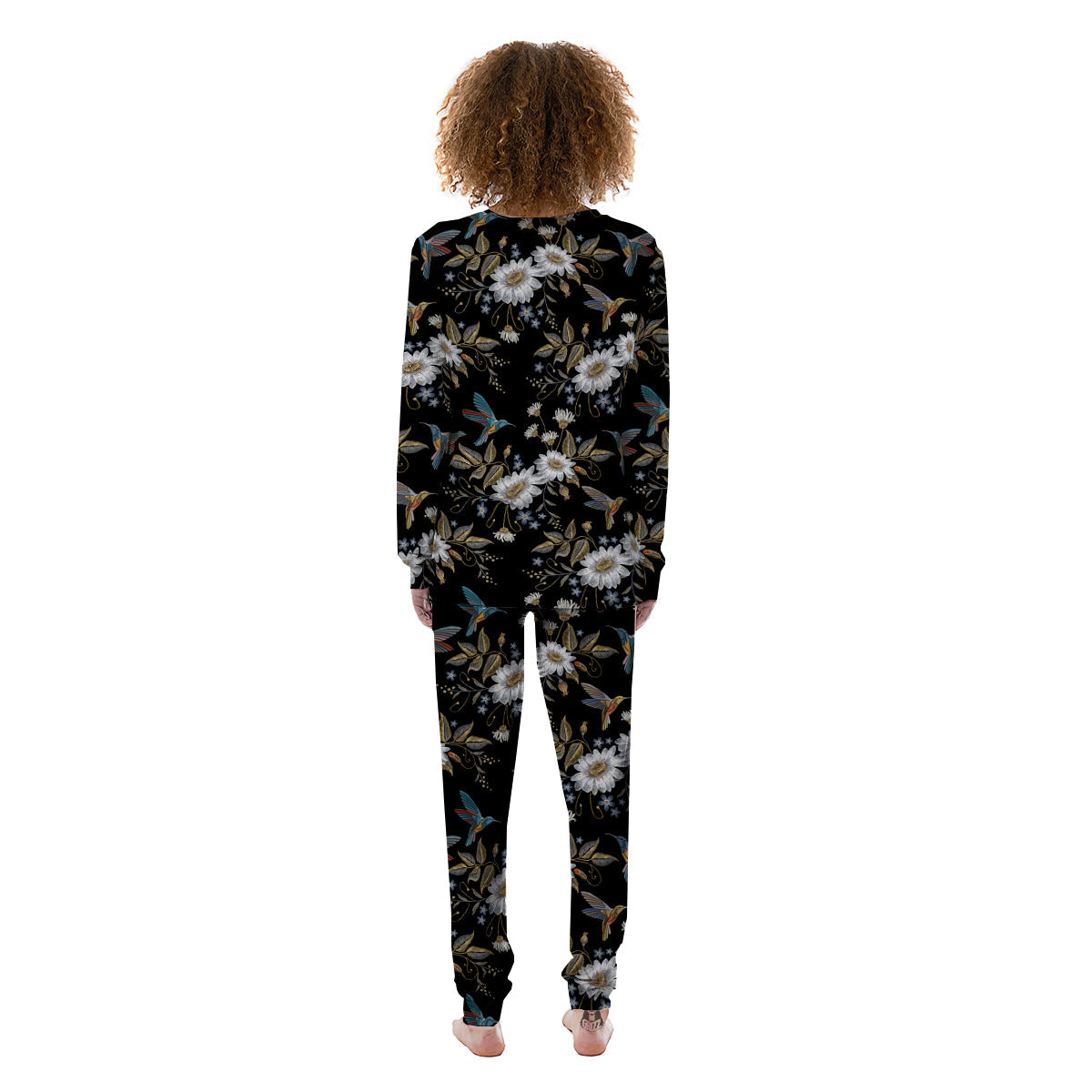 Hummingbird Floral Vintage Print Pattern Women's Pajamas-grizzshop