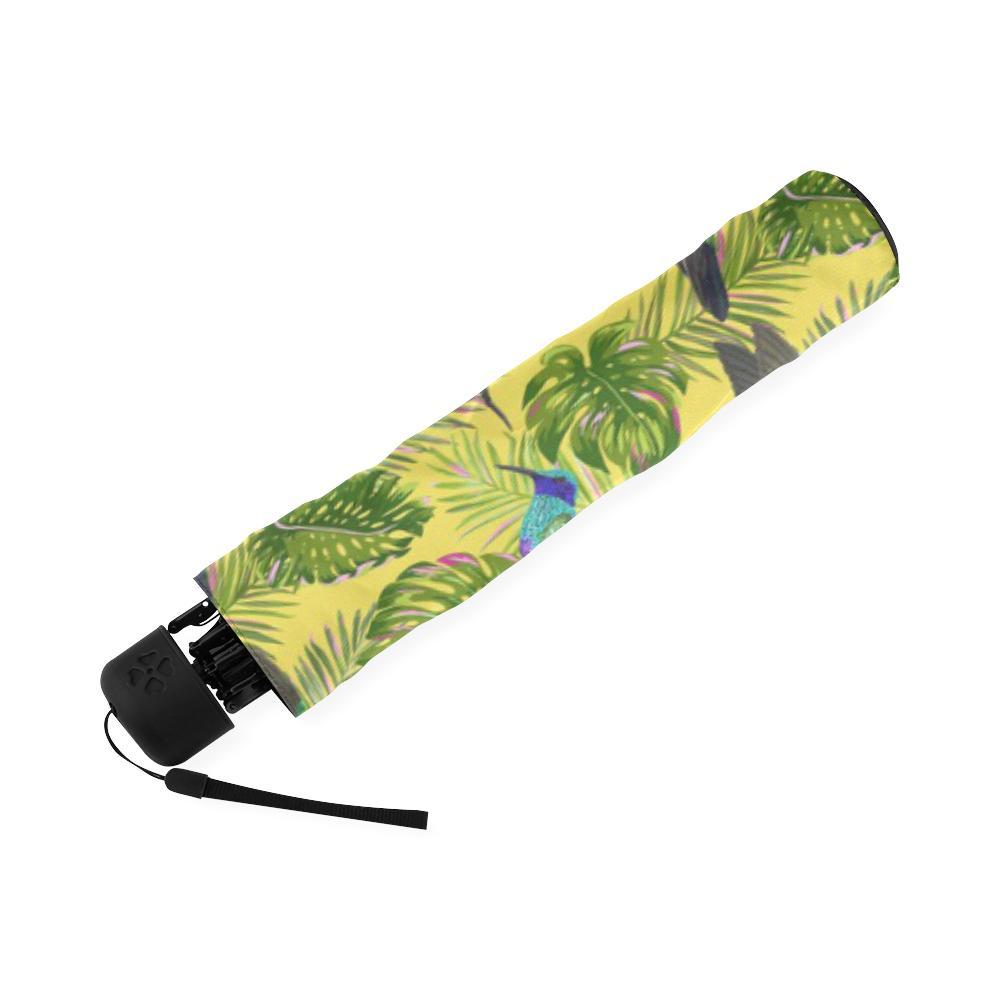 Hummingbird Palm Leaves Pattern Print Foldable Umbrella-grizzshop