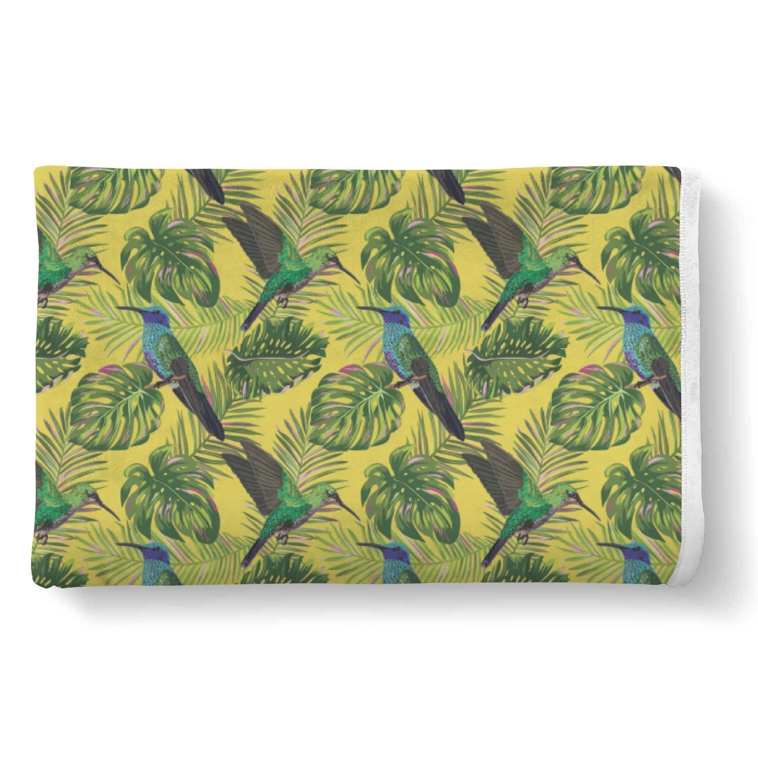 Hummingbird Palm Leaves Pattern Print Throw Blanket-grizzshop