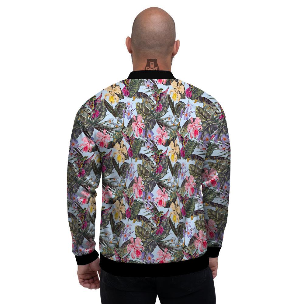 Hummingbird Tropical Print Pattern Men's Bomber Jacket-grizzshop