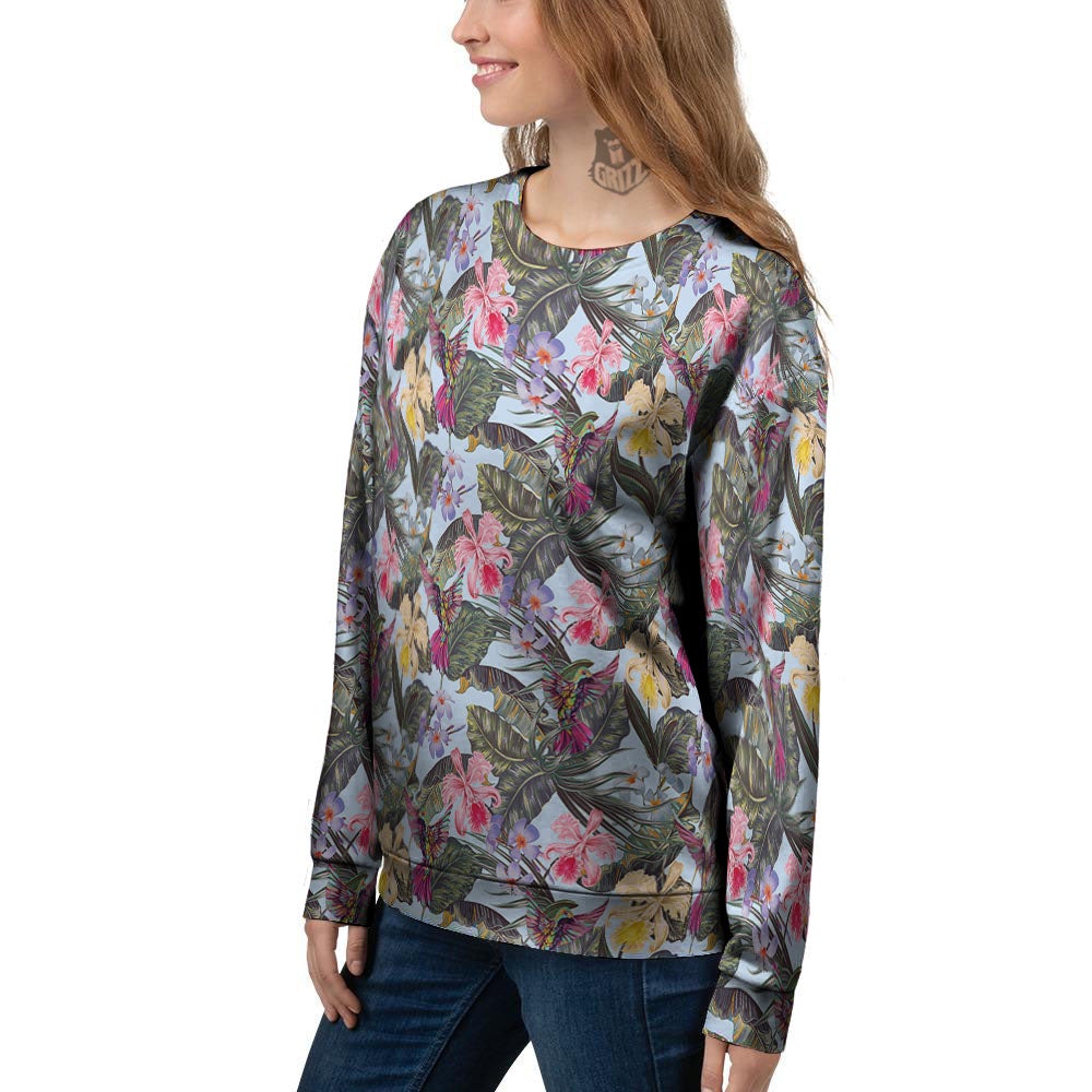 Hummingbird Tropical Print Pattern Women's Sweatshirt-grizzshop