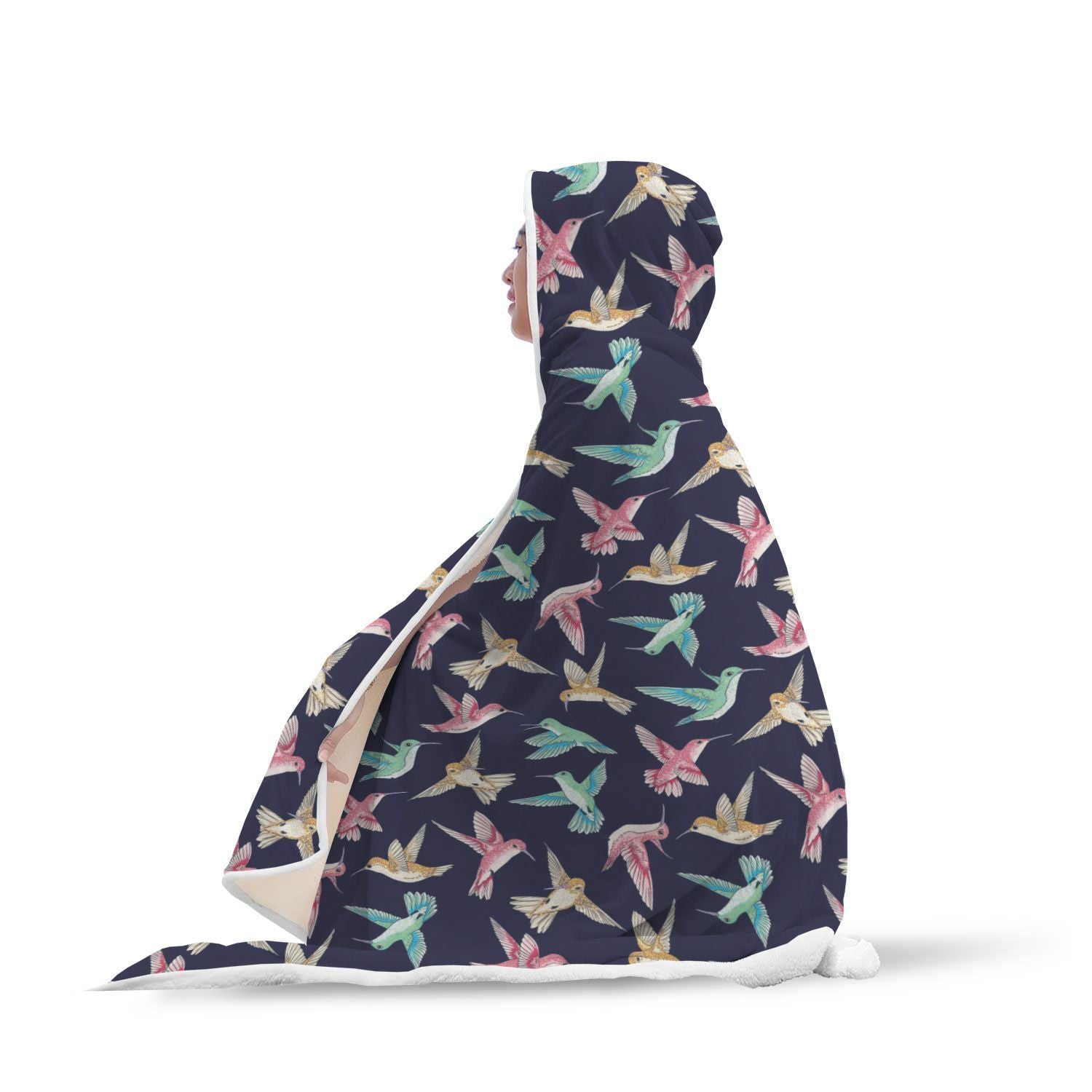 Hummingbird Colorful Pattern Print Hooded Blanket-grizzshop