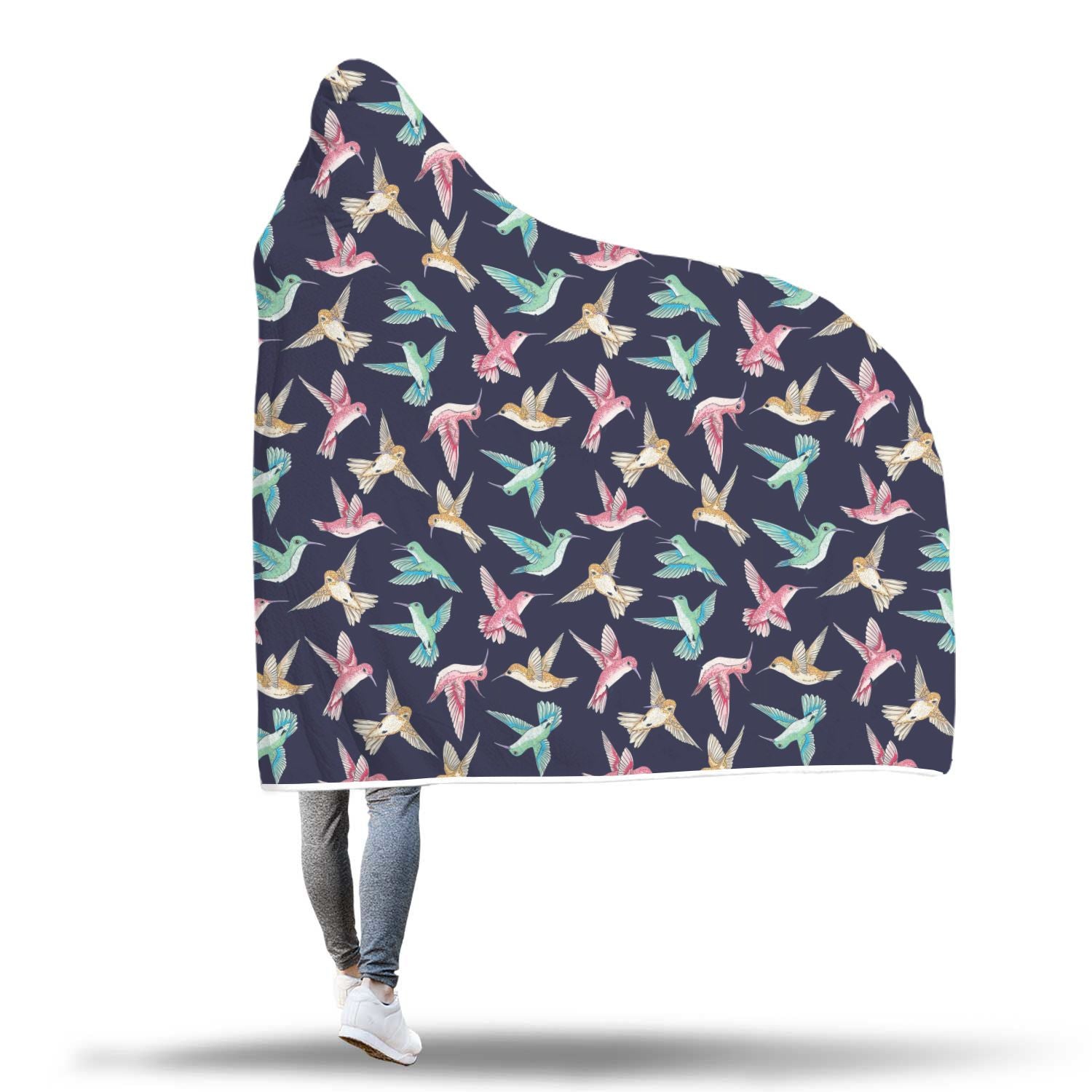 Hummingbird Colorful Pattern Print Hooded Blanket-grizzshop
