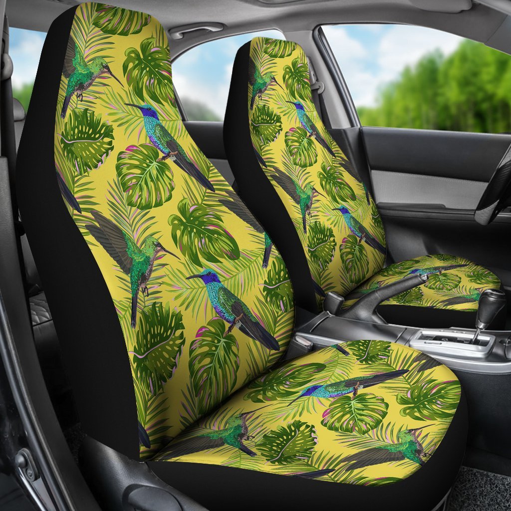 Hummingbird Palm Leaves Universal Fit Car Seat Cover-grizzshop