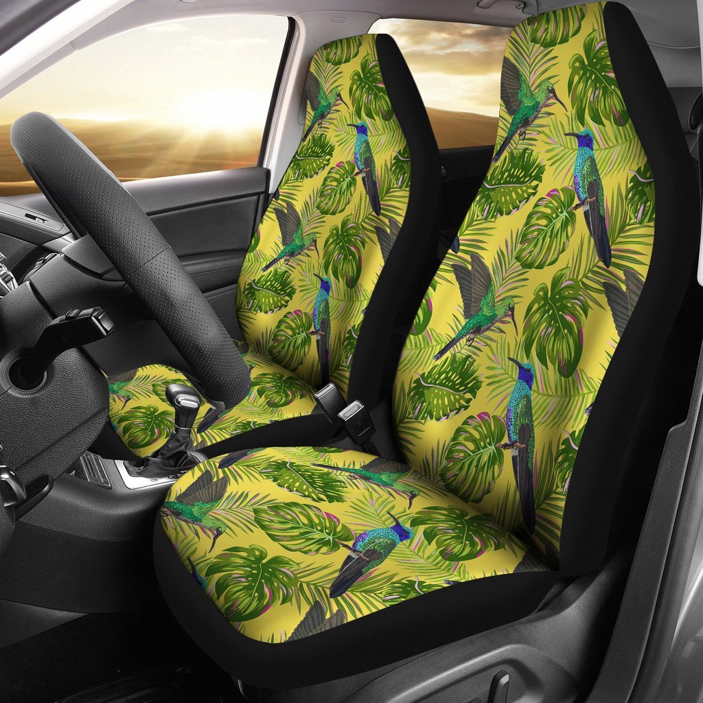 Hummingbird Palm Leaves Universal Fit Car Seat Cover-grizzshop