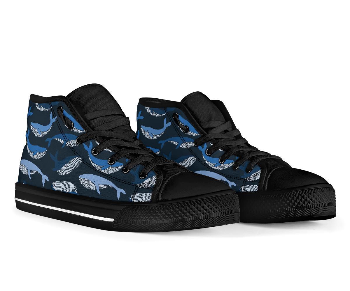 Humpback Whale Pattern Print Men Women's High Top Shoes-grizzshop