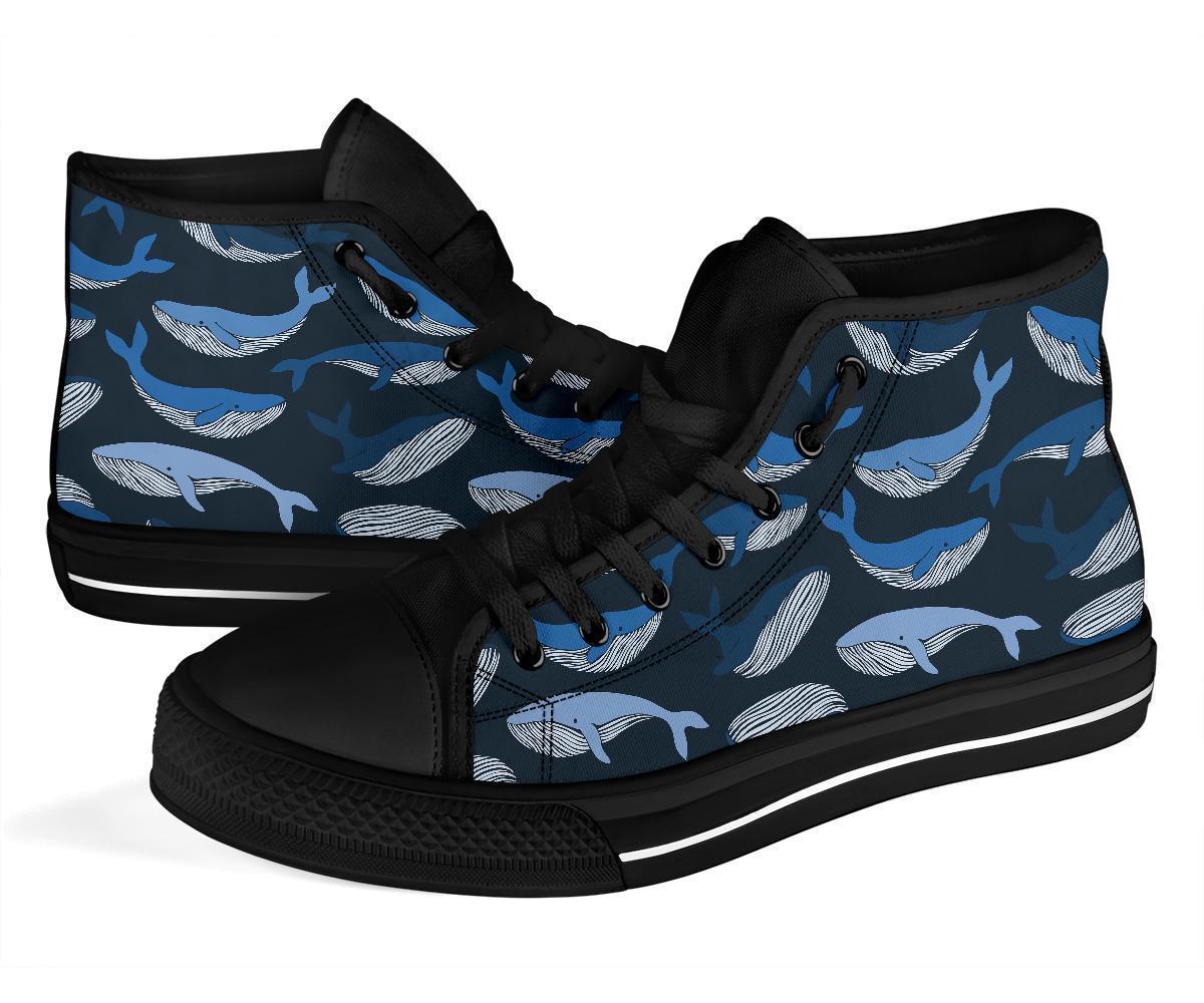 Humpback Whale Pattern Print Men Women's High Top Shoes-grizzshop