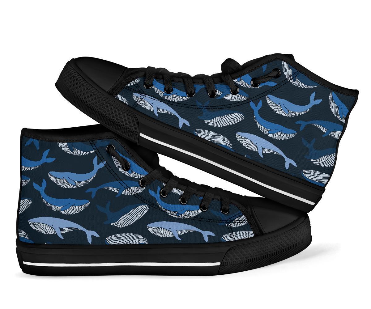 Humpback Whale Pattern Print Men Women's High Top Shoes-grizzshop