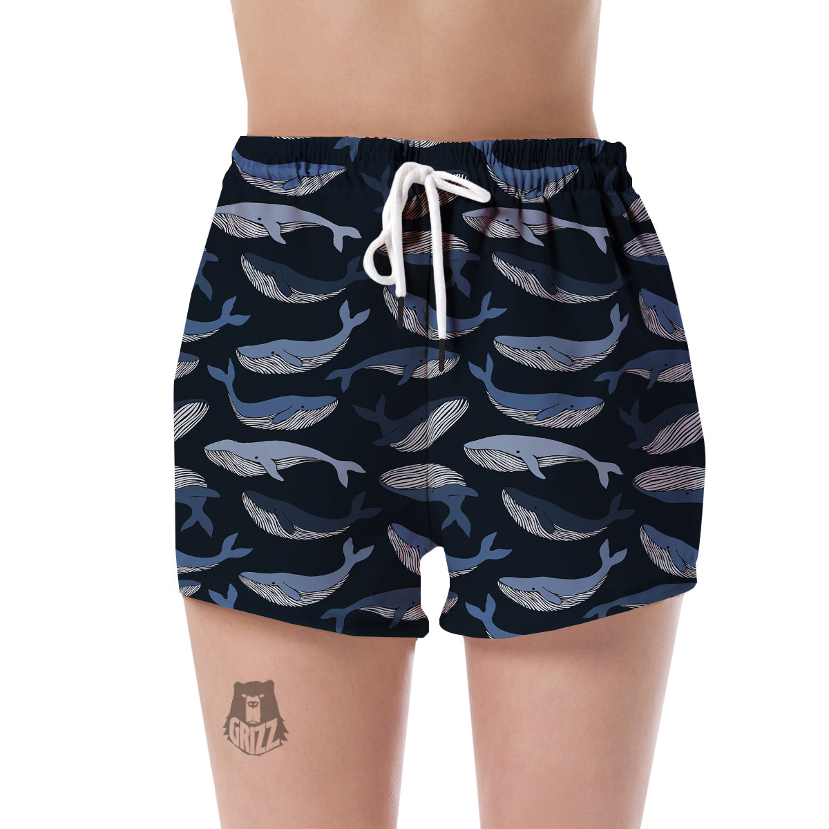 Humpback Whale Pattern Print Women's Shorts-grizzshop