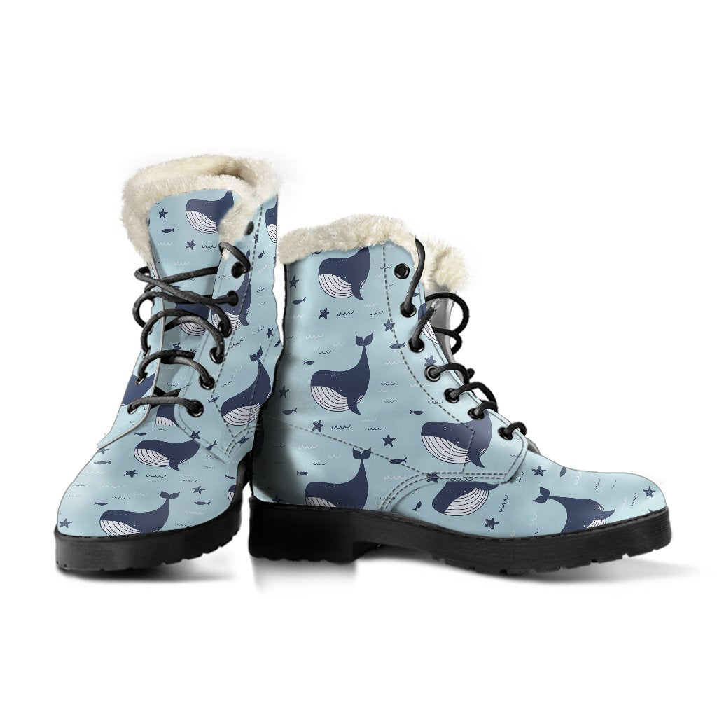 Humpback Whale Print Pattern Comfy Winter Boots-grizzshop